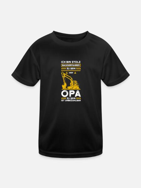 Bagger Opa Baggerfahrer Geschenk - Kinder Funktions-T-Shirt - Schwarz - Vorne