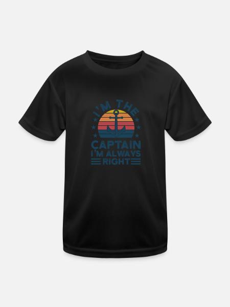 Captain Captains Boating Gift - Kids Functional T-Shirt - black - Front