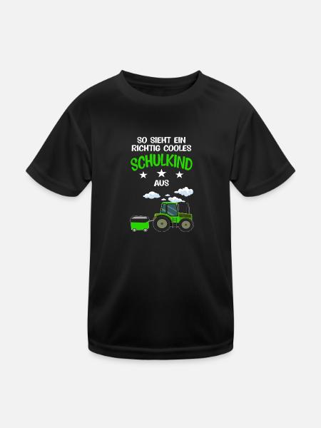 Schulkind Traktor Erstklässler Geschenk - Kinder Funktions-T-Shirt - Schwarz - Vorne