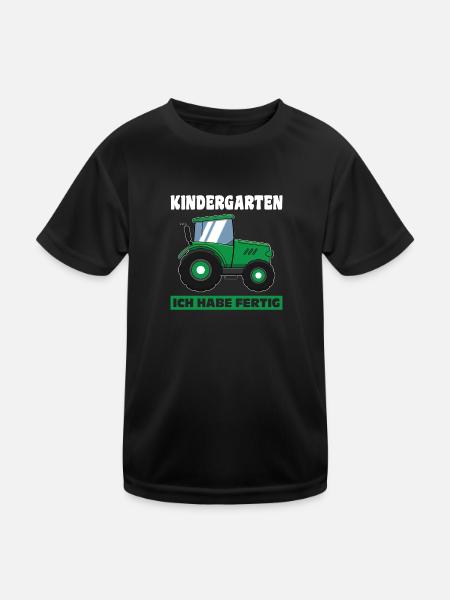 Kindergarten Traktor Kindergartenanfänger Geschenk - Kinder Funktions-T-Shirt - Schwarz - Vorne