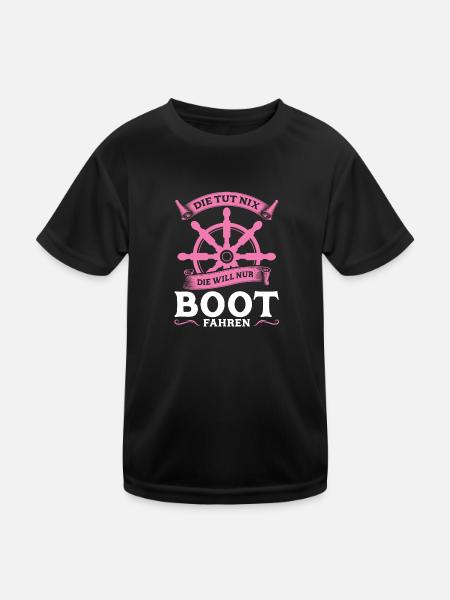 Kapitänin Boot Segelboot Geschenk - Kinder Funktions-T-Shirt - Schwarz - Vorne