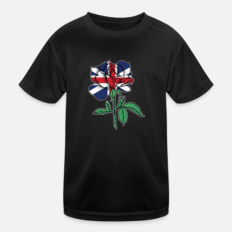 Flag Rose British Flag Roots Gift - Kids Functional T-Shirt - black