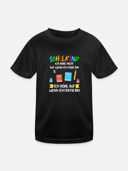 Schulkind Schulanfang Schulanfänger Geschenk - Kinder Funktions-T-Shirt - Schwarz - Vorne