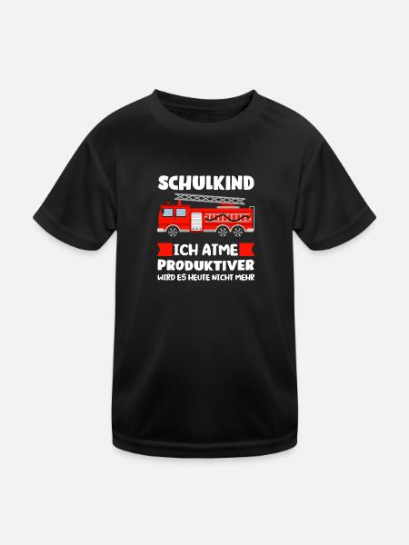 Schulkind Feuerwehr Schulstart Geschenk - Kinder Funktions-T-Shirt - Schwarz - Vorne