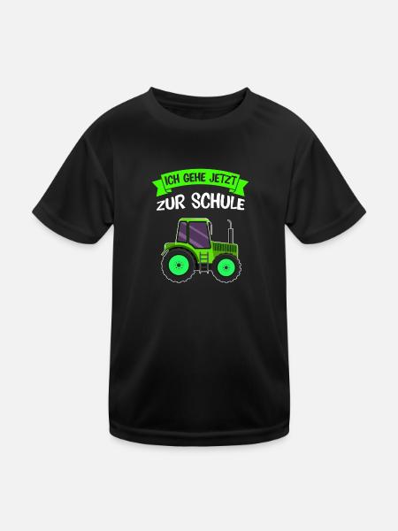 Schulkind Traktor Einschulung Geschenk - Kinder Funktions-T-Shirt - Schwarz - Vorne