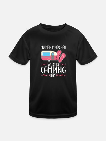Campen camper Wanderung Geschenk - Kinder Funktions-T-Shirt - Schwarz - Vorne