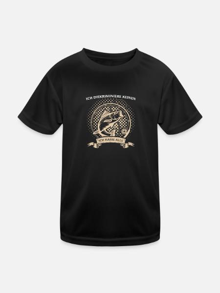 Angeln Fisch Fischer Angler Angeln Geschenk - Kinder Funktions-T-Shirt - Schwarz - Vorne