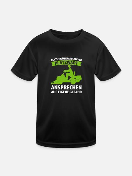 Platzwart Garten Rasenmäher Geschenk - Kinder Funktions-T-Shirt - Schwarz - Vorne