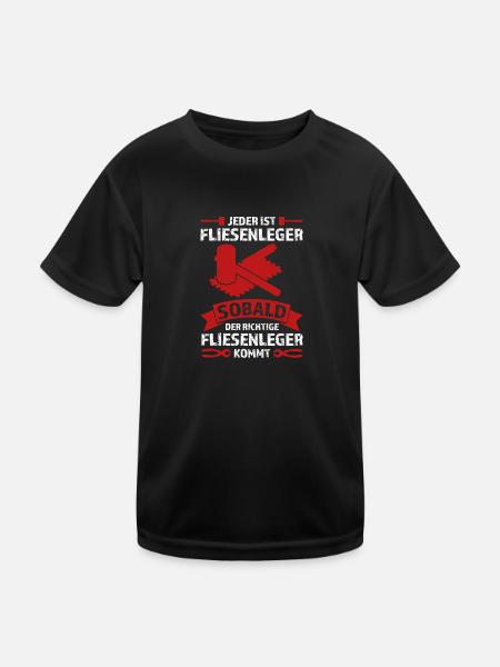 Fliesenleger Beruf Plattenleger Geschenk - Kinder Funktions-T-Shirt - Schwarz - Vorne