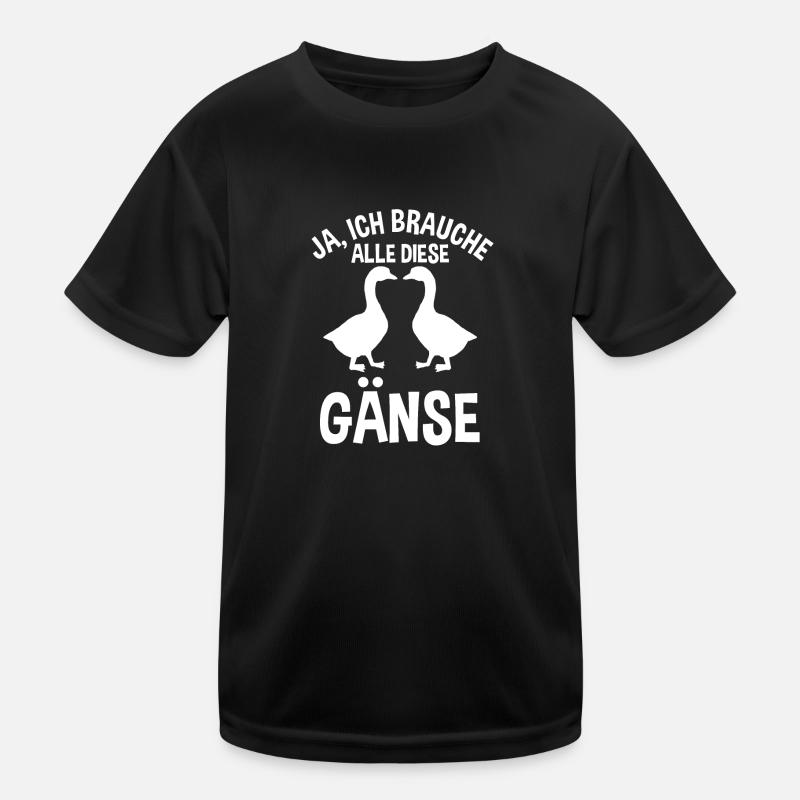 Gans Gänse Bauernhof Geschenk - Kinder Funktions-T-Shirt - Schwarz