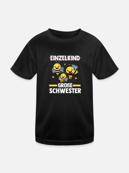 Schwester Bienen Große Schwester Geschwister Gesch - Kinder Funktions-T-Shirt - Schwarz - Vorne