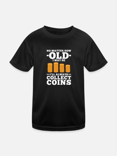 Münzen Münzen Sammler Numismatiker Geschenk - Kinder Funktions-T-Shirt - Schwarz - Vorne