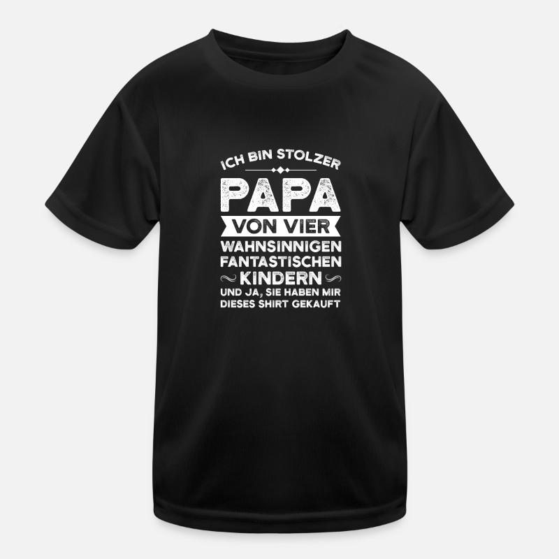 Papa 4 Kinder Vater Geschenk Kinder Funktions-T-Shirt