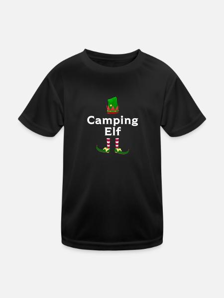 Camping Elf Camping Elf Geschenk - Kinder Funktions-T-Shirt - Schwarz - Vorne