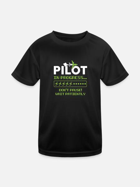 Pilot Pilot Flugzeug Geschenk - Kinder Funktions-T-Shirt - Schwarz - Vorne