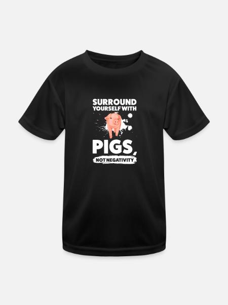 Schweine Schweinefarm Geschenk - Kinder Funktions-T-Shirt - Schwarz - Vorne