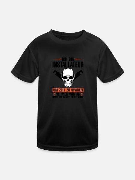 Installateur Beruf Installateurmeister Geschenk - Kinder Funktions-T-Shirt - Schwarz - Vorne