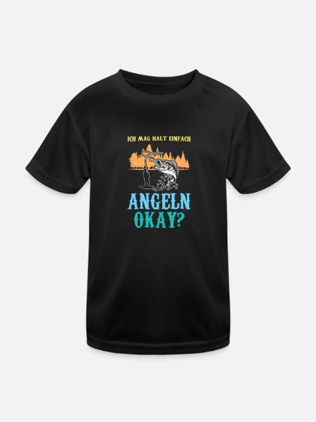 Angeln Fisch Angler Geschenk - Kinder Funktions-T-Shirt - Schwarz - Vorne