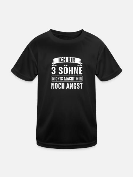Papa 3 Söhne Papa von 3 Söhnen Geschenk - Kinder Funktions-T-Shirt - Schwarz - Vorne