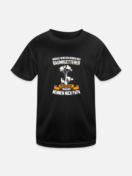 Baumpfleger Papa Baumkletter Geschenk - Kinder Funktions-T-Shirt - Schwarz - Vorne