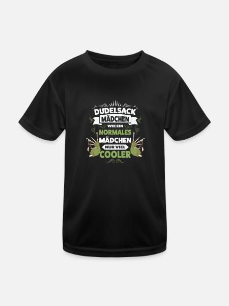Dudelsack Mädchen Dudelsack Mädchen Geschenk - Kinder Funktions-T-Shirt - Schwarz - Vorne