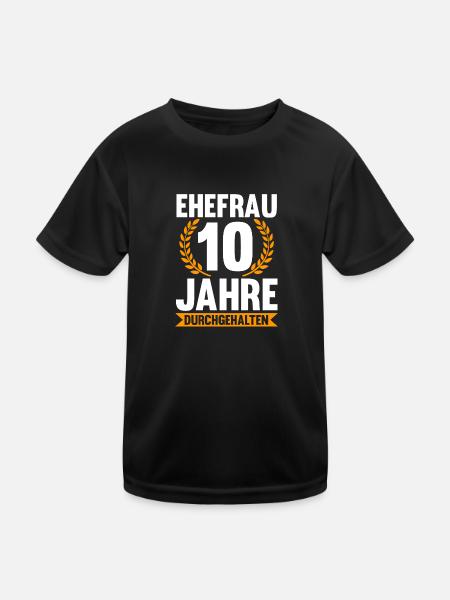 10 Jahre Ehe Ehefrau Rosenhochzeit Geschenk - Kinder Funktions-T-Shirt - Schwarz - Vorne