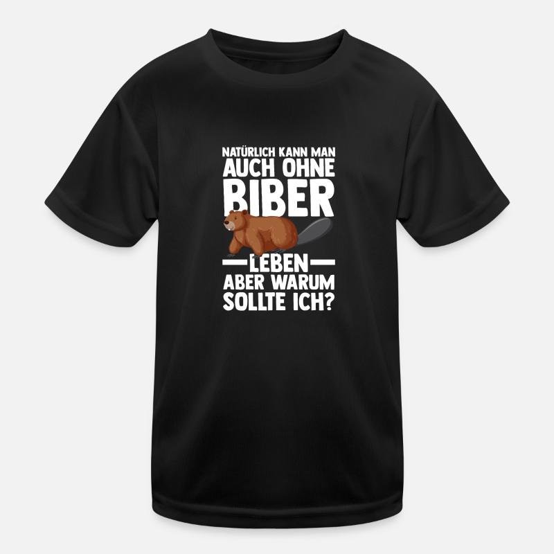 Biber Tier Biber Damm Geschenk - Kinder Funktions-T-Shirt - Schwarz