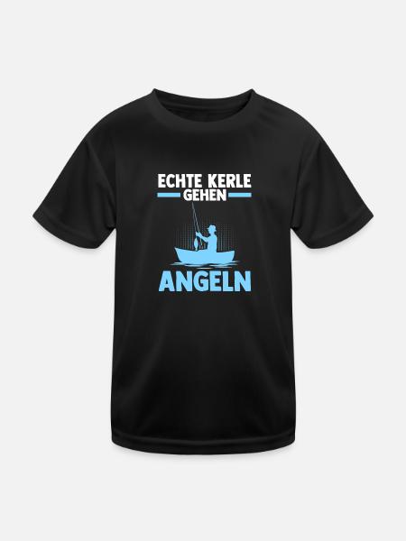 Angeln Fisch Fischen Geschenk - Kinder Funktions-T-Shirt - Schwarz - Vorne