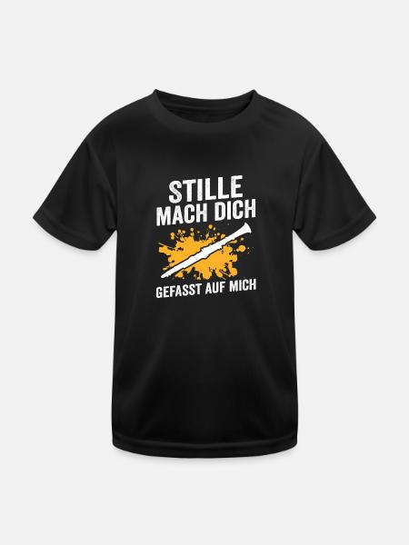 Klarinette Musik Klarinettenspieler Geschenk - Kinder Funktions-T-Shirt - Schwarz - Vorne