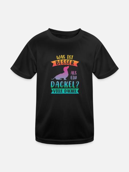 Dackel Hund Dachshund Geschenk - Kinder Funktions-T-Shirt - Schwarz - Vorne