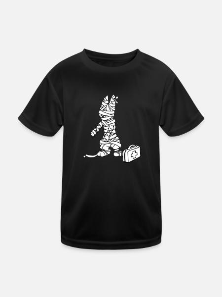 Erste Hilfe Bunny - Kinder Funktions-T-Shirt - Schwarz - Vorne
