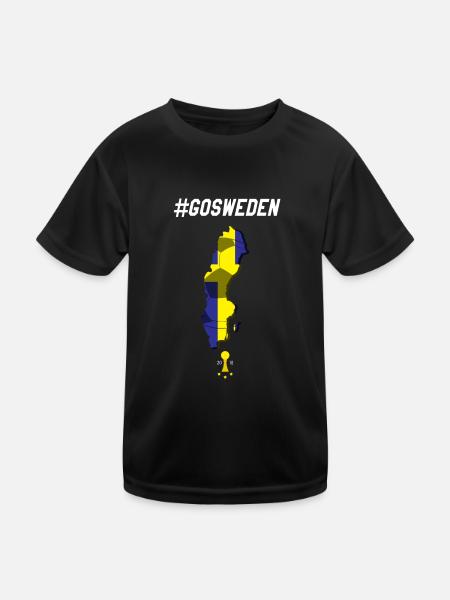 Fanshirt, Fußball,Schweden - Kinder Funktions-T-Shirt - Schwarz - Vorne