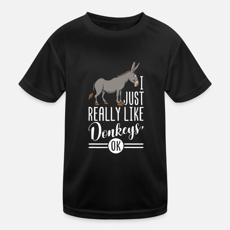 I just really like Donkeys OK - Esel Maultier - Kinder Funktions-T-Shirt - Schwarz