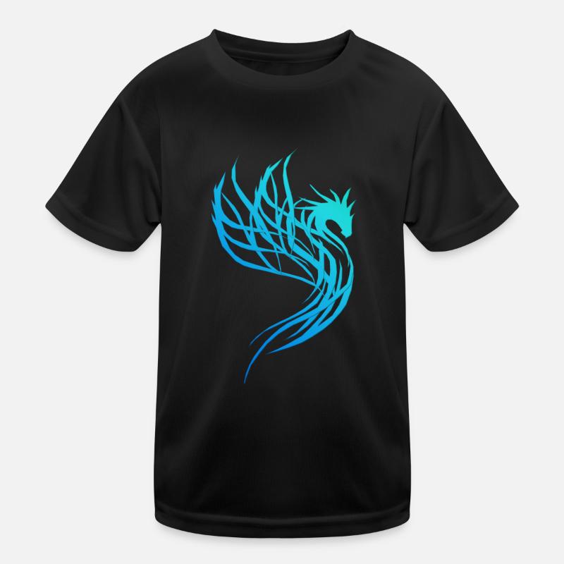 Blauer Wasser-Drache Kinder Funktions-T-Shirt