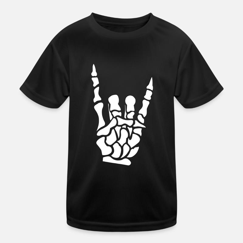 Devil horns hand - skeleton - bones - metal Kids Functional T-Shirt