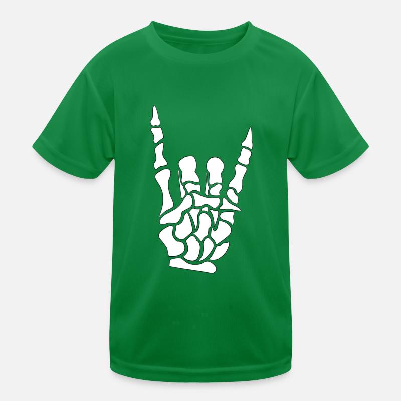 Devil horns hand - skeleton - bones - metal Kids Functional T-Shirt