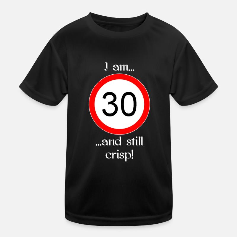 30 years and crisp script white Kinder Funktions-T-Shirt