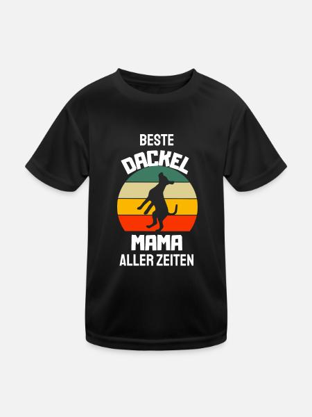 Retro Hunde Mama Muttertag Geschenk Dackel - Kinder Funktions-T-Shirt - Schwarz - Vorne
