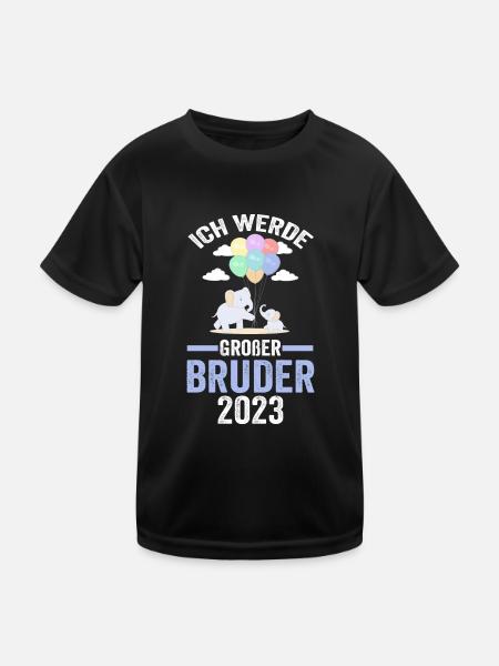 Elefanten 2023 Bruder - Kinder Funktions-T-Shirt - Schwarz - Vorne