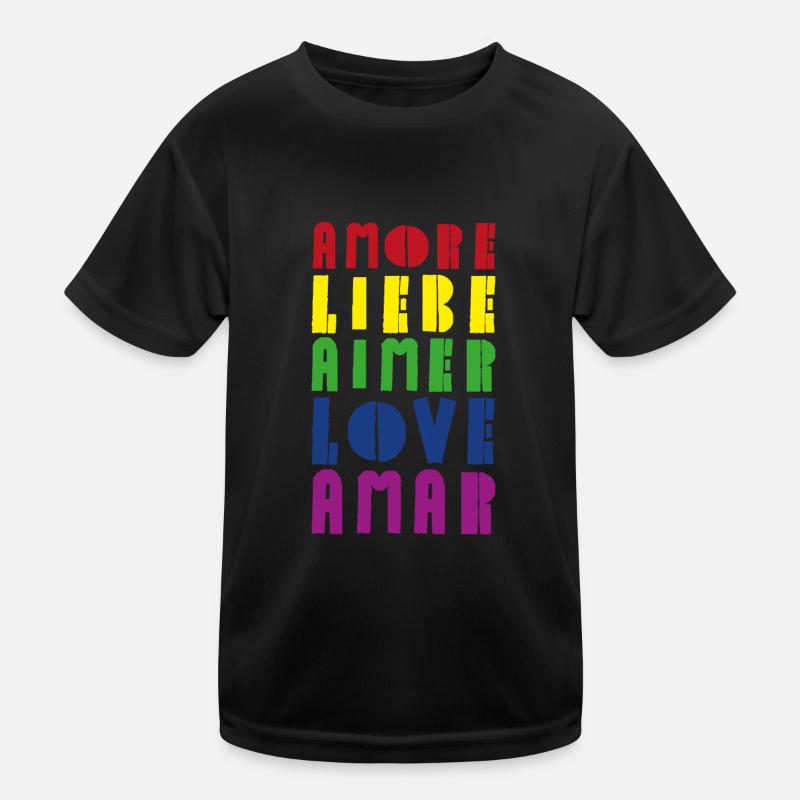 Liebe Regenbogen diverse Sprachen Kinder Funktions-T-Shirt