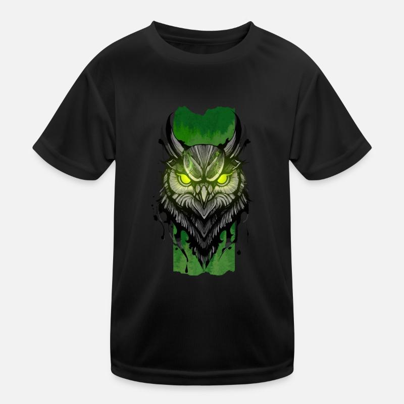 Bezauberndes Nocturne: Der smaragdgrüne Blick der Eule Kinder Funktions-T-Shirt