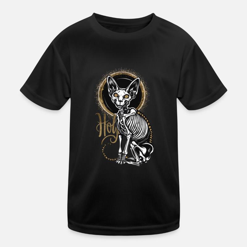 Cat Sphinx Skeleton Tattoo Kids Functional T-Shirt