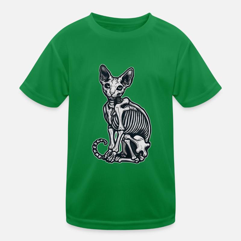 Cat Sphinx Skeleton Tattoo Kids Functional T-Shirt