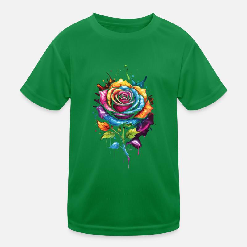 Fleur - Rose Arc en ciel T-shirt sport Enfant