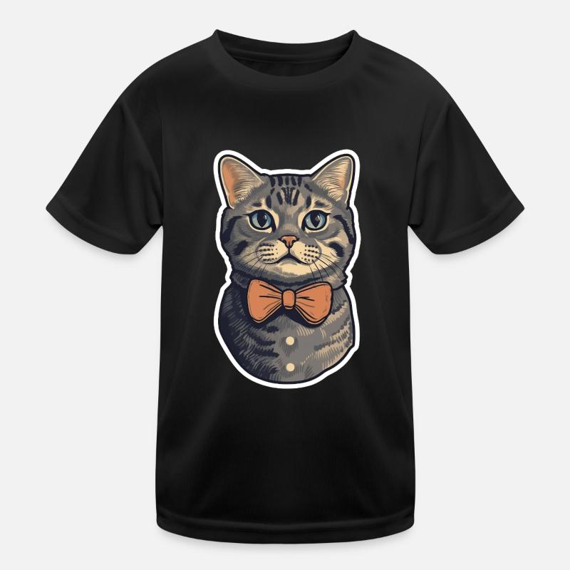 Eine süße Katze mit Fliege Kinder Funktions-T-Shirt