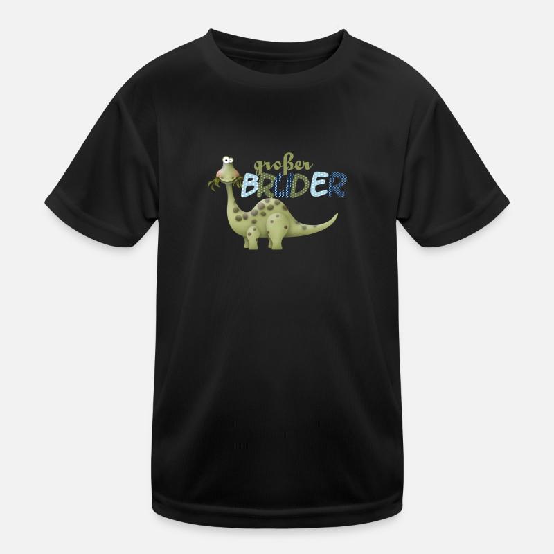 großer Bruder Dinosaurier - Kinder Funktions-T-Shirt - Schwarz