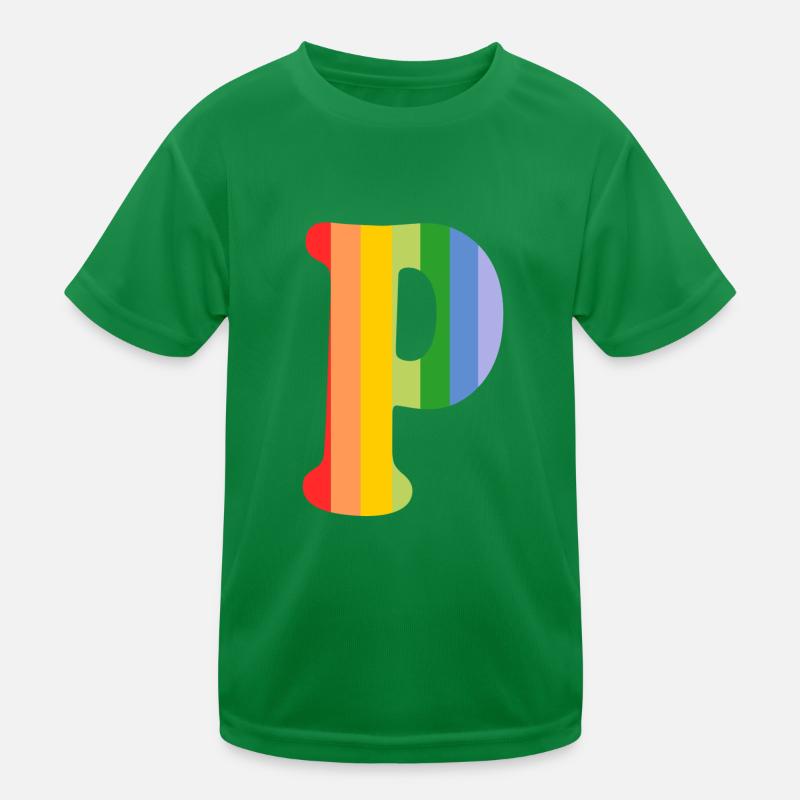 Buchstabe P Regenbogen Kinder Funktions-T-Shirt