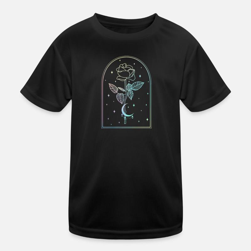 Crescent Moon Rose Occult Witchcraft Wicca Pastel Kids Functional T-Shirt