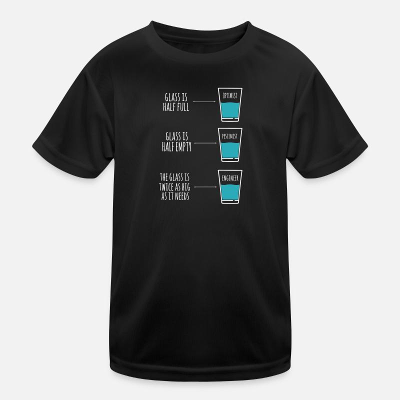 Engineer Humor Optimist Pessimist Engineer Joke Kids Functional T-Shirt