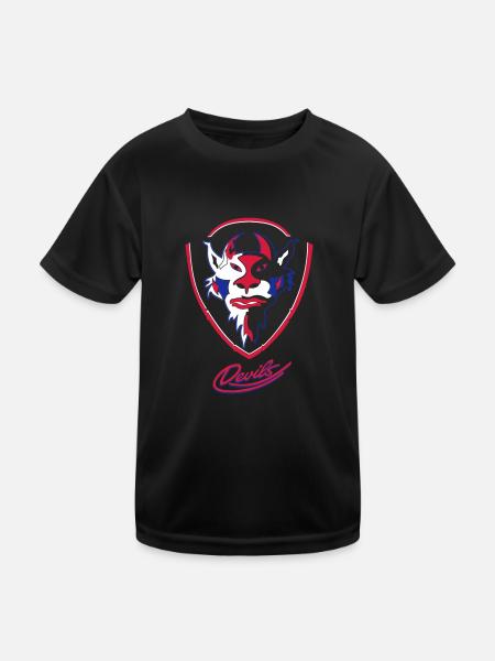 Devils visuels logo avec Devils Script - T-shirt sport Enfant - noir - Devant